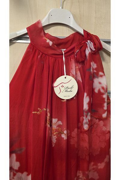 Park Moda Italian Silk Dress Halter Neck Floral Pattern