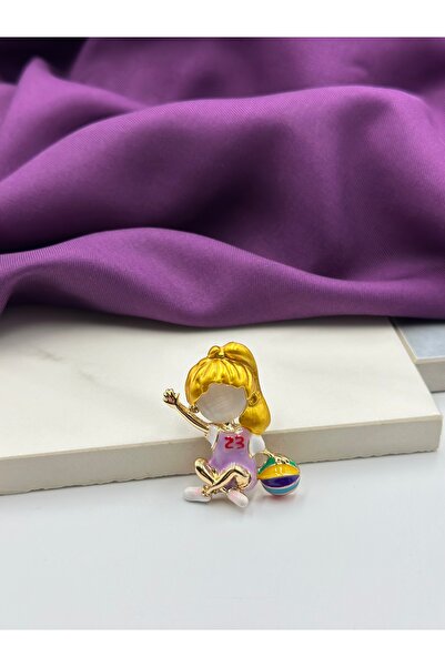 Duera Basketbol Sporcu Kız Broş Yaka İğnesi Meslek Broşu