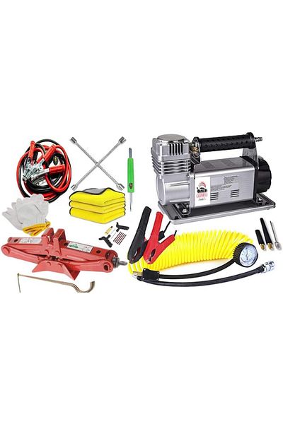 CFT California Extreme Double Cylinder Heavy Duty Car Air Compressor 150L/M Include Car Jack 1.5 Ton