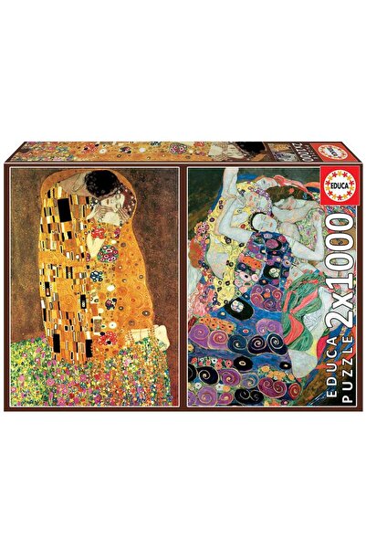 EDUCA Puzzle 2x1000 The Kiss + The Maiden, Gustav Klimt