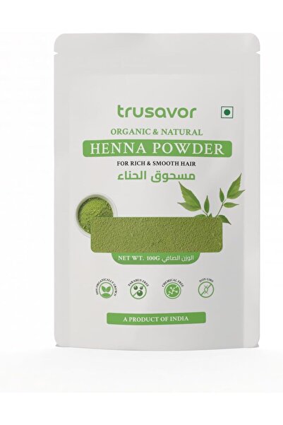 Trusavor مسحوق الحناء الطبيعي والعضوي للشعر - ١٠٠ غرام | حناء عشبية لتلوين الشعر