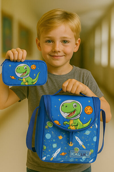 KAUKKO Toys Dinosaur Beslenme Çantası ve Kalem Çantası