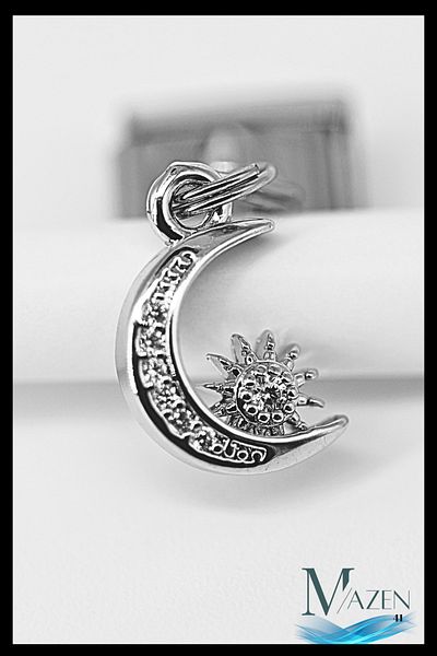 MAZEN Zircon Stone Sun Moon Dangle Charm |   Italian Bracelet Compatible |   Italian Charm Women's Jewelry Accessory