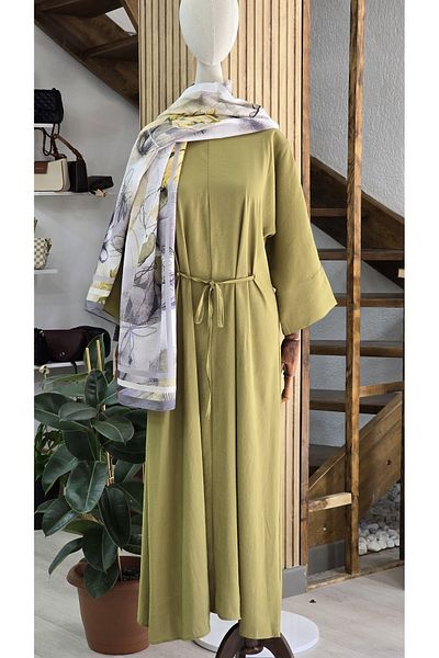 NANTİREA Green Dress with Waist Lacing Detail