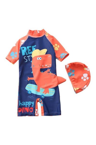 Mixbo Children's Swimsuit Dino on Skateboard Two-Piece, Size S