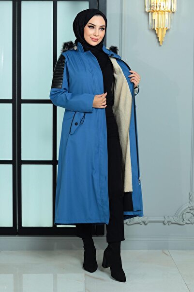 Missvalle Garni Detailed Coat Blue 10386