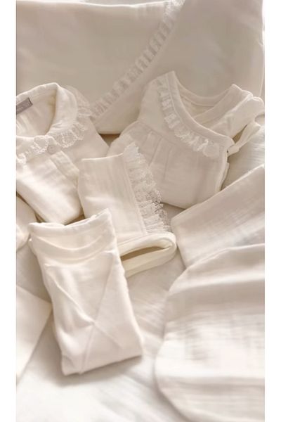 LOVE MAXX Organic Cotton Baby Girl Ruffled Muslin Set of 10 Hospital Release 0-3 Months Newborn