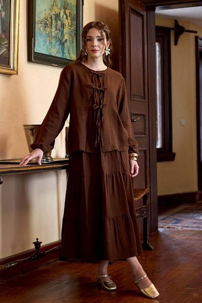 Ceylan Otantik Bitter Brown Muslin Layer Skirt