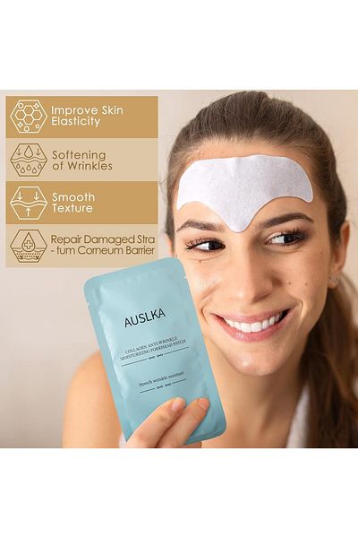 AUSLKA Anti-wrinkle forehead patches, with collagen, hyaluronic acid, glycerin and aloe extract, 24 pieces