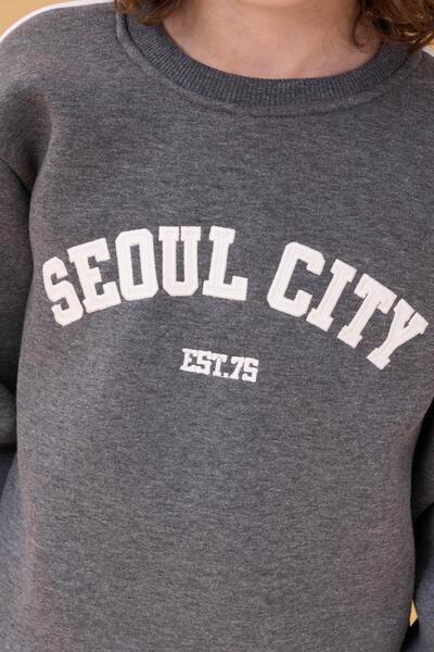 Perendi Αγόρι με απλικέ με ρολό με διπλό κολεγιακό κοστούμι - Anthracite