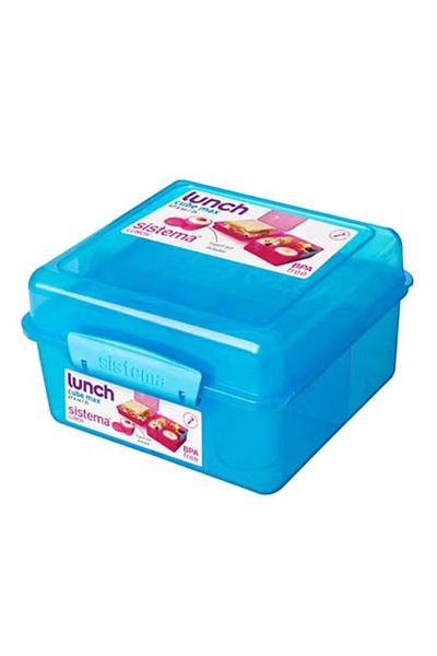 Sistema Lunch Max Cube with Pot – Blue, 2 Liters