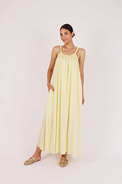 FABB Sarı Yaka Detaylı Astarlı Elbise