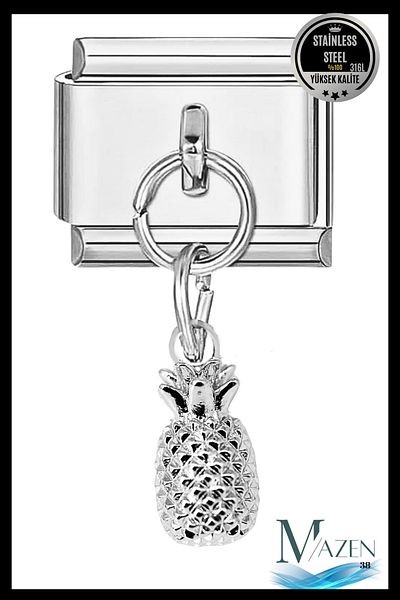 MAZEN Pineapple Dangle Charm |   Italian Bracelet Compatible |   Italian Charm Women's Jewelry Accessory