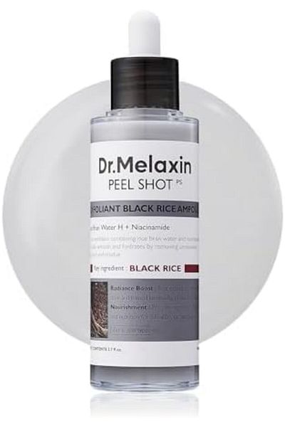 Dr.Melaxin Peel Shot Glow Black Rice Peeling Ampoule, Soft Exfoliating Face and Body Scrub Dead Skin