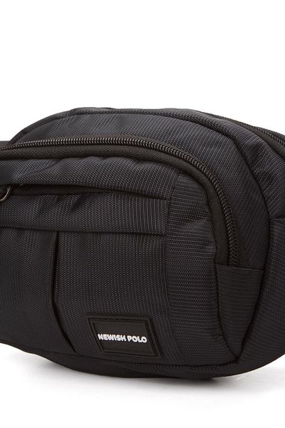 Newish Men's Black White Fabric Crossbody Crossbody Chest Shoulder and Waist Bag with USB Headphone Output