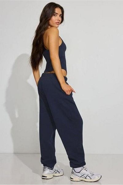 Madmext Navy Blue Cuffed Pocket Women's Sweatpants Mg2540
