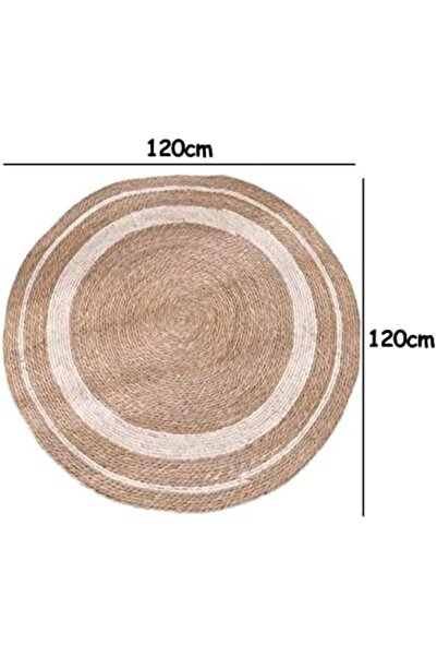 genric FFD Natural Jute Rug Round Handmade Reversible Carpet Area Door Mat Hand Braided FloorMat 120cm