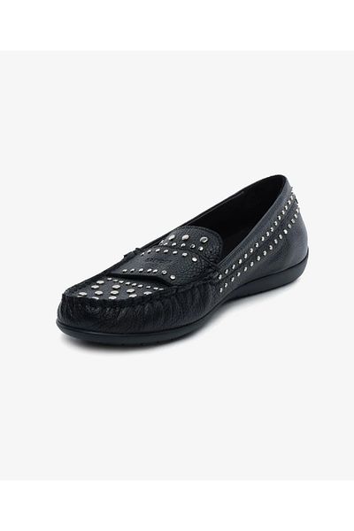 Greyder 34392 Black Genuine Leather Laofer Casual Women's Shoes