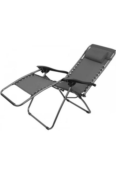 Strend Pro Garden Sun Lounger, Metal, Foldable, Gray, Max 120 kg, 177x66x108 cm, Sonora