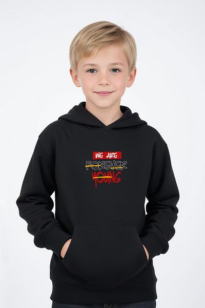 panios kids Boy's Sweatshirt with Hooded Kangaroo Pocket Foreever Printed Details