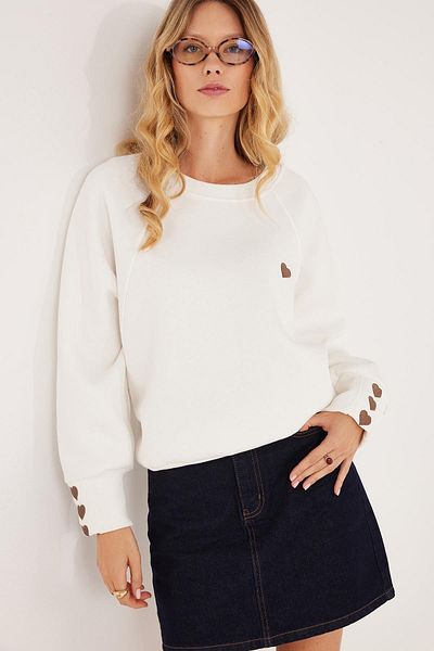 Tudors Women's Regular Fit Classic Cut 100% Cotton Printed Crew Neck White Sweatshirt