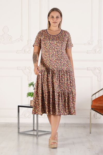 KARAMEŞE Women's Micro Fabric Flower Patterned Dress