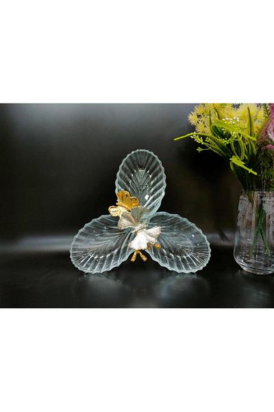 decovien 3 Compartment Glass Cookie Bowl