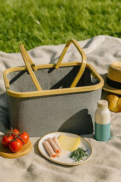 Vienev Multipurpose Picnic Basket – Durable Fabric & Wooden Handle Design