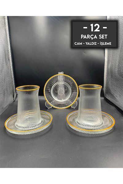 gkzglass home dekor New Year Elysia Mlc Gilded 12-Piece Luxury Tea Set New Product