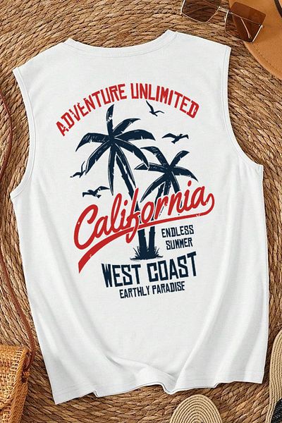 MARKATEM Westcoat Printed Casual Cut Cotton Oversize 0 Sleeve (Sleeveless) T-Shirt