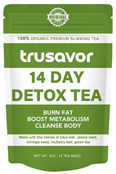 Trusavor شاي ديتوكس عضوي ١٠٠٪ | شاي أعشاب للتخسيس من تروسافور، ١٤ كيس شاي