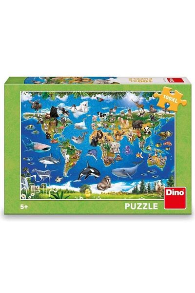 Dino Puzzle XL - Animal Map (100 pieces)