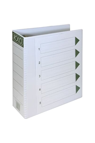 Roco مجلد عرض على شكل حلقة D مع كرتون بلاستيكي مضغوط - أبيض