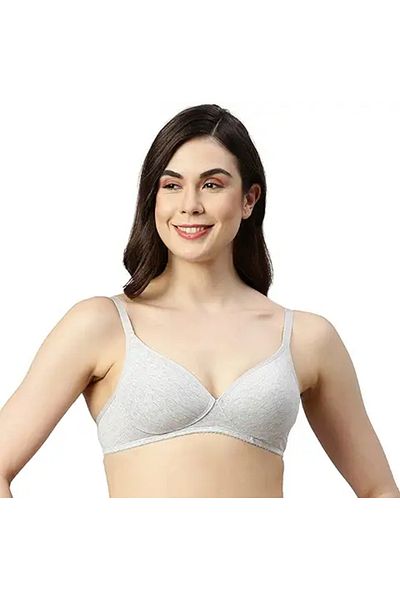 Enamor A039 Perfect Coverage Supima Cotton T-Shirt Bra Greymelange