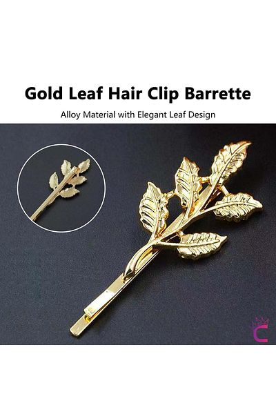 Cinderella 2-Piece Branch Leaf Design Gold Metal Wire Buckle 6cm- Clip Side Hairpin Wedding Wedding Bridal Accessory
