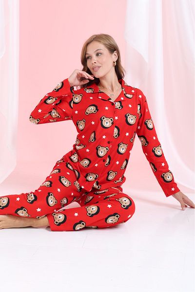MEBA Women's Winter Suede Velvet Pajamas Set with Front Buttons