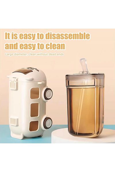 Twisoo Bus Design Water Bottle for Kid with Straw and Sticker