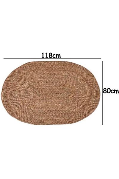 genric FFD Natural Jute Oval Hand Braided Area Rug - Eco-Friendly Rustic Farmhouse Style Carpet