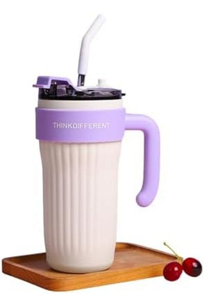 Twisoo Insulated Tumbler with Handle and Straw Lid, Stainless Steel Coffee Mug Portable Coffee Tumbl