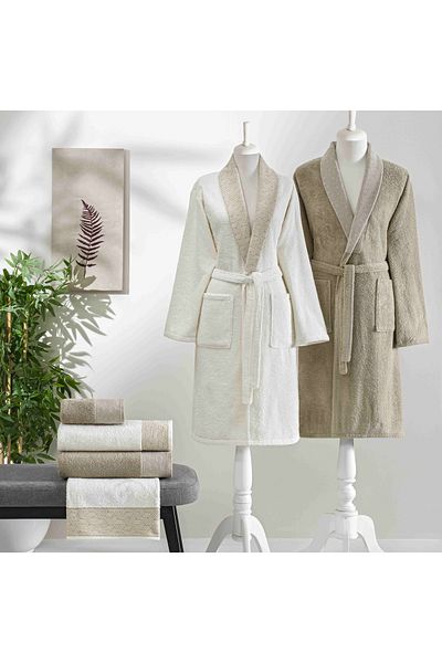 Taç Nora Pure Cotton Cotton Family Set Ecru Camel