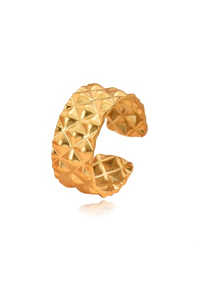 Siya Silver Textured Patterned Adjustable Steel Ring