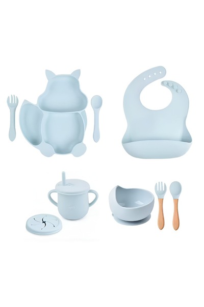 SOHO Set 10 Piese pentru Diversificare Bebelusi sau pentru Copii, din Silicon BPA Free, Bleu