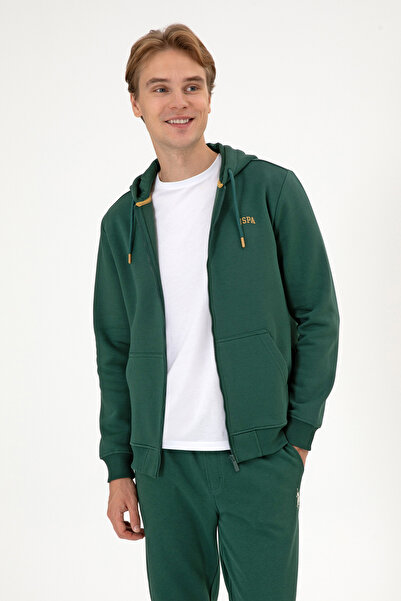 U.S. Polo Assn. Erkek Regular Fit Koyu Yeşil Şardonlu Örme Hırka 50313755-VR079