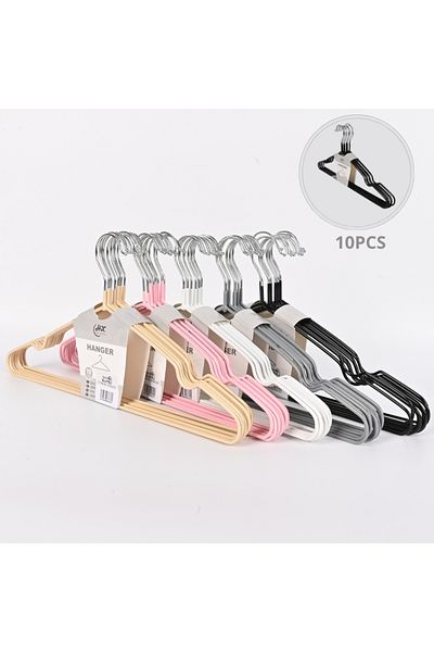 Generic Set of 10 iron clothes hangers with non-slip silicone layer