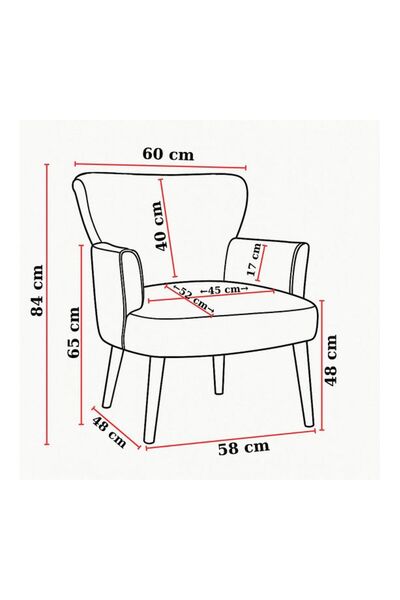 WATERYBROOK Tekli Koltuk, Berjer, Balkon, Bahçe, Ofis Çay Seti, Deri Kumaş, Ceviz Ayak