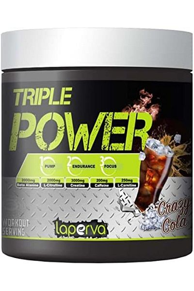 Laperva Triple Power Pre-Workout Supplement - Crazy Cola Flavor, 30 Servings, 300g Powder