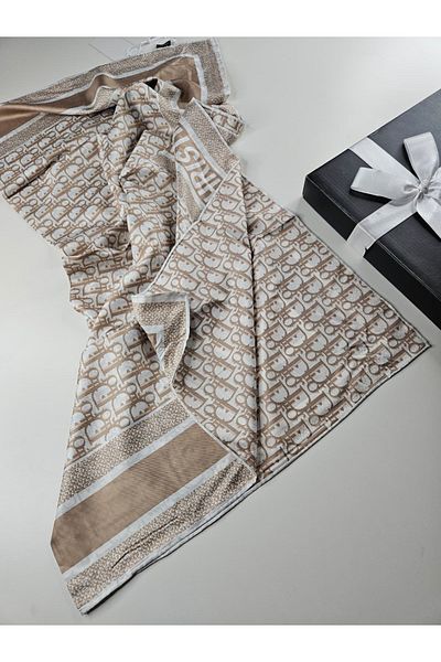 Webinay Home Cd Pattern Twill Scarf Double-Sided Silk Scarf Silk Scarf Hijab 2 Different Patterns