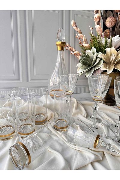 ROSSEV Crystal Water Set Alice Boutique 25 Pieces for 12 People