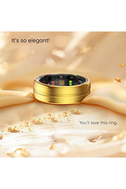 SOHO Inel inteligent SOHO, auriu, dimensiune 62,2 mm, monitorizare a stării de sănătate, puls