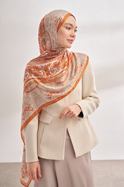 ARMANDA Imported Vual Nuit Pattern Shawl - Orange